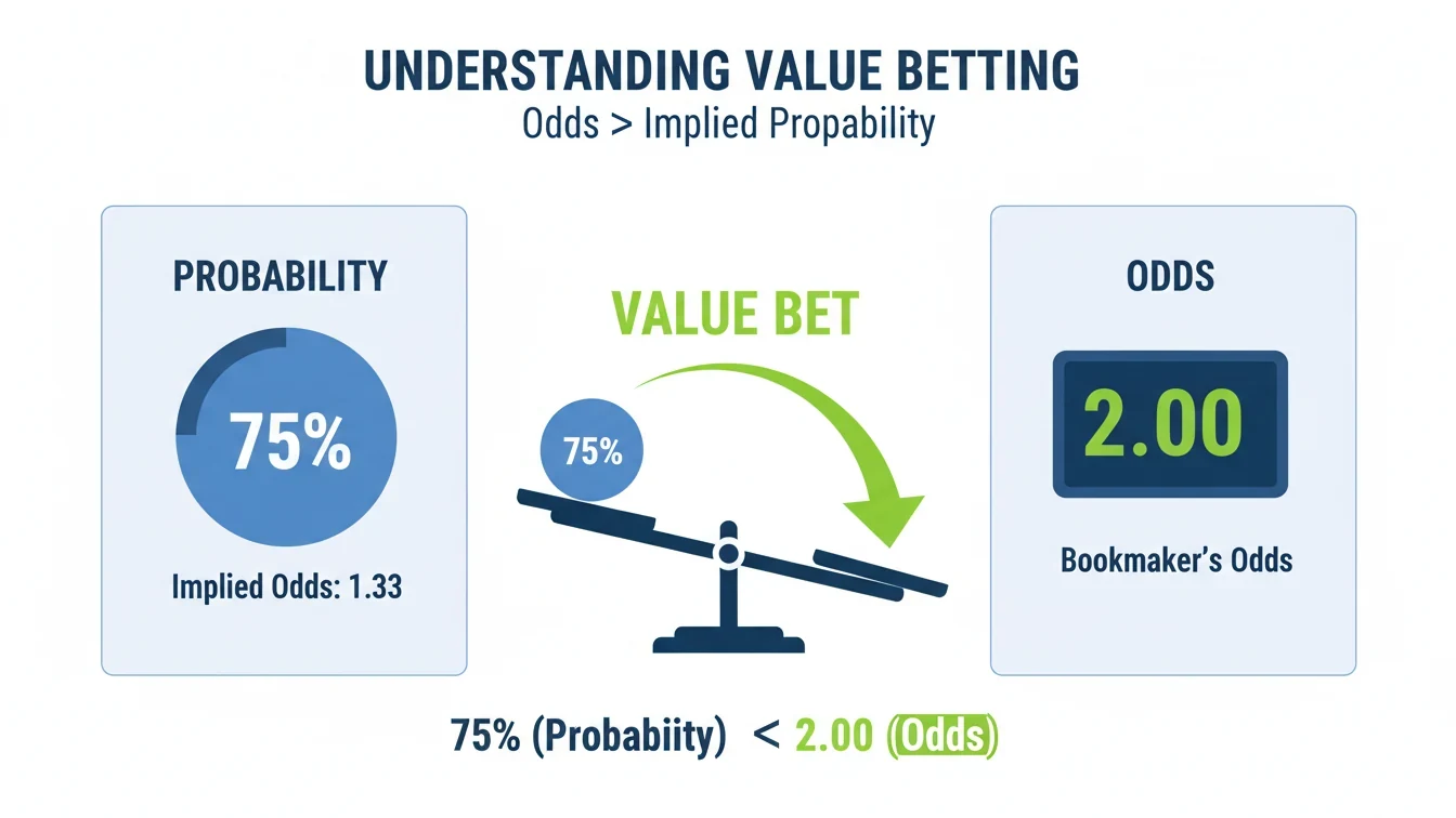 Value betting koncept med odds og sandsynlighed visualiseret
